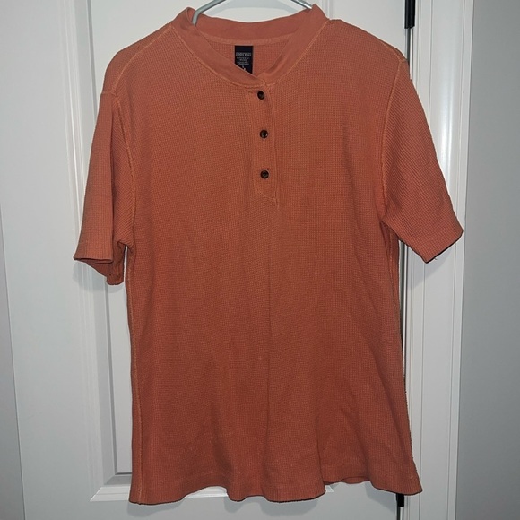 Land’s End Coral Short Sleeve Henley Shirt Top size S Small 6-8 100% Cotton - Picture 1 of 6